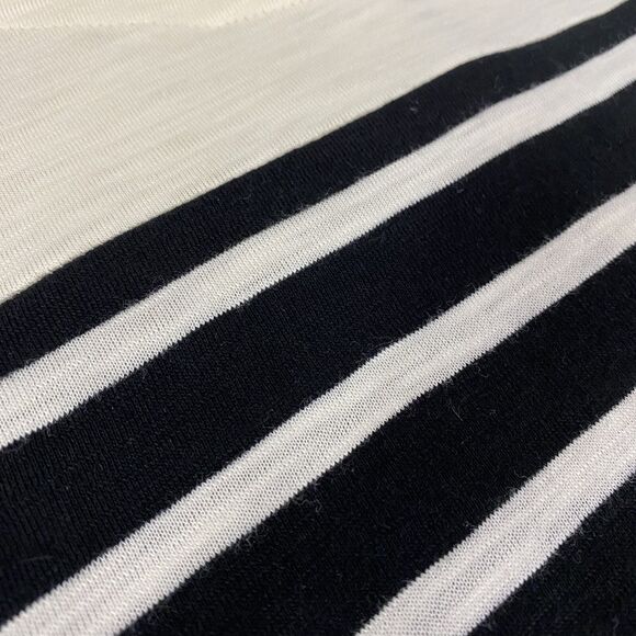 Merona Dress Womens Medium Stripe Belted Coastal Preppy Nautical Black Cream - Picture 14 of 15